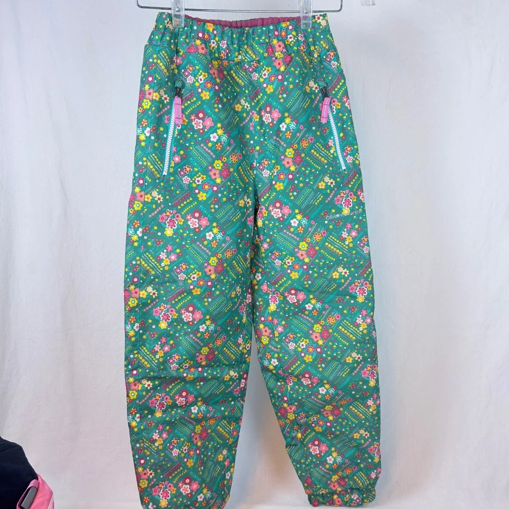 Obermeyer Girls Green Pink Floral I-Grow Snow Ski Suit Jacket Pants Size 8